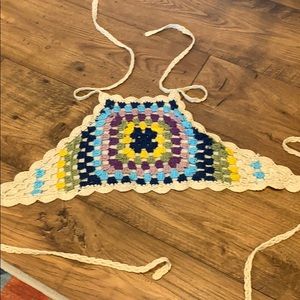 Crochet crop top or bathing suit top size small